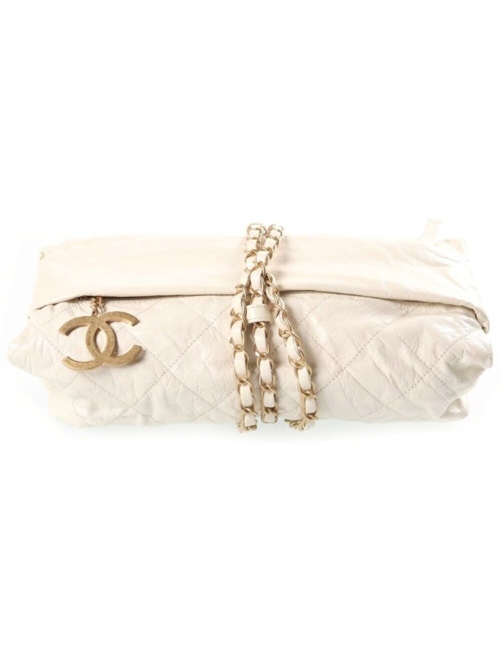 Chanel 12 SS Midnight Swim Balcony Chain Handbag Clutch White Shiny Calfskin